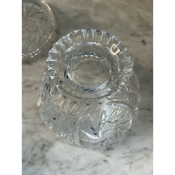Bohemia Crystal Candy Dish Lidded Vintage Violetta Pinwheel Star of David Clear - Picture 9 of 16